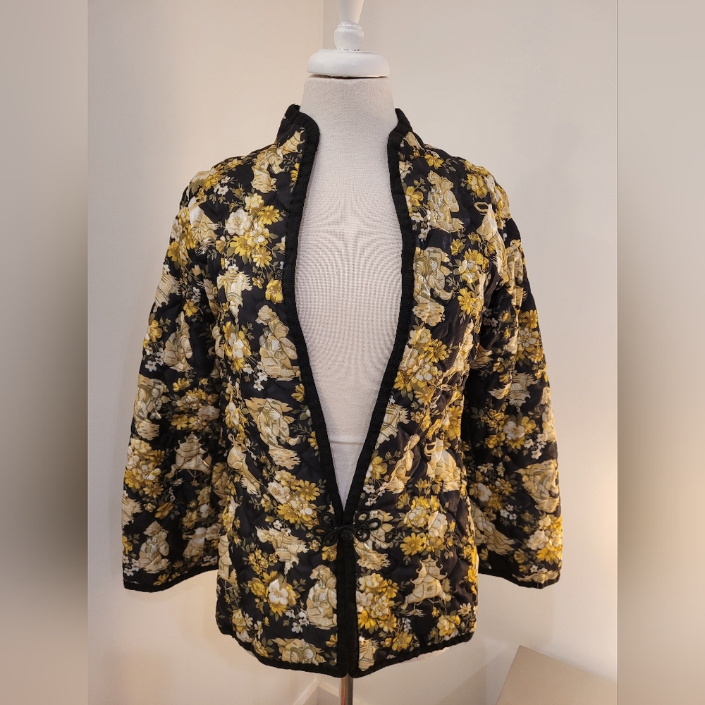 Vintage 𝅺70s Quilted Floral Satin Jacket
